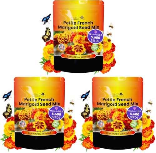 NatureZ Edge Marigold Seeds Mix, Over 5600 Seeds, Marigold Seeds for Planting Outdoors, Dainty Marietta, Petite French, Sparky French, and More (Pack of 3) by NatureZEdge