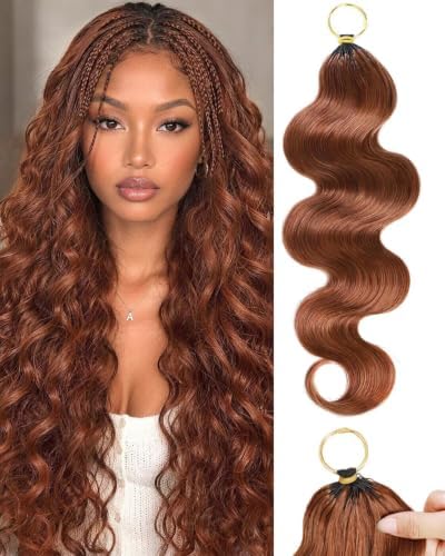 30# Auburn Brown 18 Inch Human Crochet Hair for Black Women, Feather Crochet Extensions 55g 40 Strands, Resusable Miracle Look Hair Bundles, Soft Lightweight Small Knots Body Wave by VDZ100HumanHair