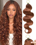 30# Auburn Brown 18 Inch Human Crochet Hair for Black Women, Feather Crochet Extensions 55g 40 Strands, Resusable Miracle Look Hair Bundles, Soft Lightweight Small Knots Body Wave by VDZ100HumanHair