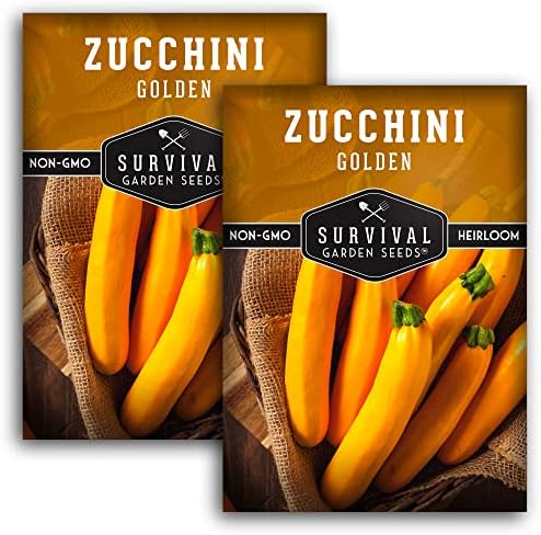 Golden Zucchini Seeds for Planting - 2 Packs by SurvivalGardenSeeds