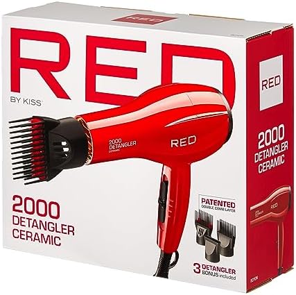 Kiss Products Red Detangler Dryer Plus 3 Attachments, 1.75 Pound - Image 6