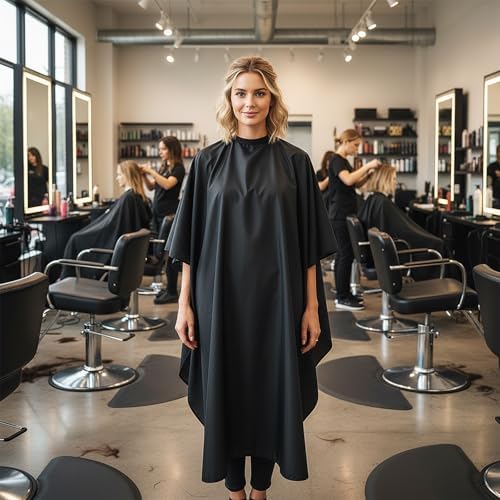 5 Pcs Black Hair Salon Capes, Professional Barber Cape, Waterproof Hair Cutting Cape with Snap Closure, Waterproof Salon Capes for Haircutting, Styling, Dyeing - Image 6