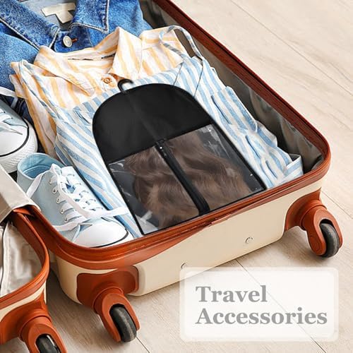 5Pcs 31.5in Hair Extension Holder Wig Storage Bag with Hanger, Black - Image 7