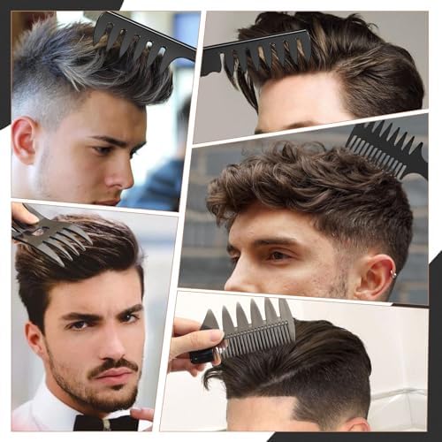 Hair Brush for Men, DUAIU 7Pcs Combs for Men, Hair Styling Comb Set with Vent Hair Brushes, Quiff Round Hair Brush, Wide Tooth Combs, Texture Comb for Blow Drying, Detangling, Grooming, Hairdressing - Image 6