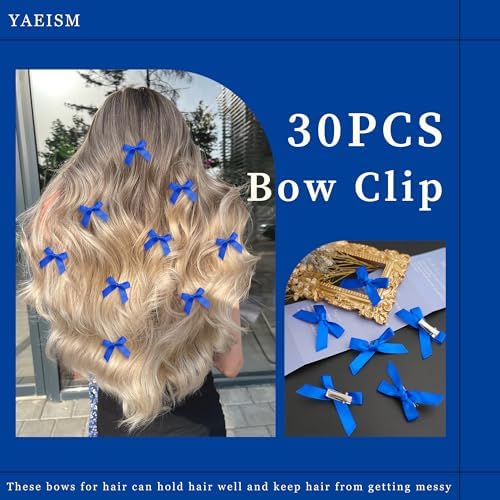 30PCS Small Hair Bows Satin Royal Blue Bow Hair Clips Cute Bowknot Hair Barrettes Y2K Hair Accessories for Women Girls - Image 5