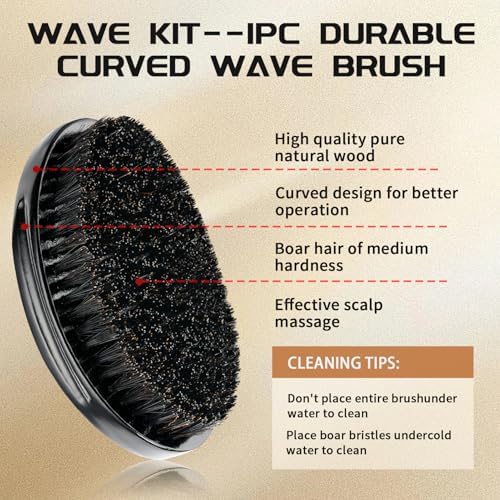 Curved 360 Wave Brush For Men - Medium Hard Palm Brush for Laying Down 360 Waves Made with Natural Boar Bristle and Wood Easy to Hold - Strong Hold Travel Size Wave Pomade Greasy 360 Layer Hair Waves - Image 2
