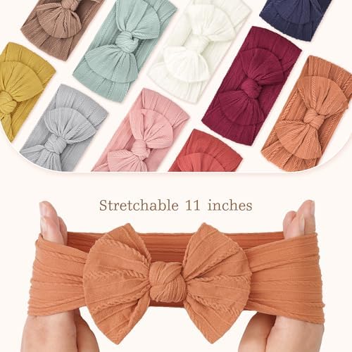 CÉLLOT 10Pcs Super Stretchy Soft Knot Headbands Baby Bows Hair Accessories - Image 2