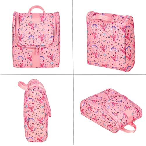Remobia Hicol Cute Cartoon Hanging Kids Toiletry Bag Children Travel Cosmetic Makeup Organizer Wash Bag Shower bag Over Night Bag Camping Shaving Kit Bag for Boys & Girls(Fairy) - Image 3