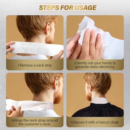 Neck Strips Professional Non-Woven Fabric Tape - 100 Count Electrostatic Adsorption Disposable Haircut Paper Neck Band for Barbers and Hairstylists Salon Accessories - Image 5