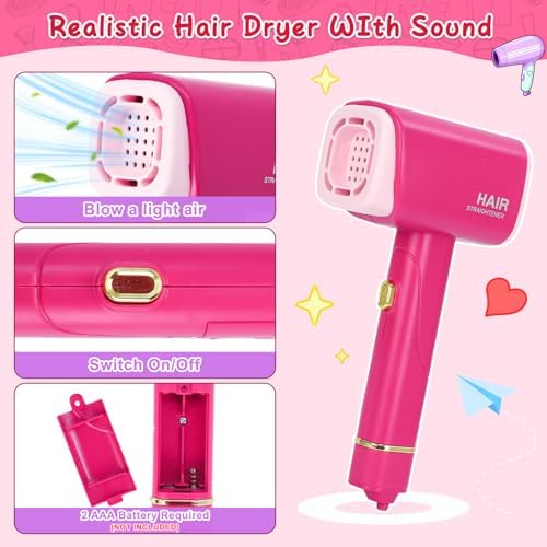 Doll Head for Hair Styling Makeup, Pretend Play Beauty Salon Toys for Girls - Image 3