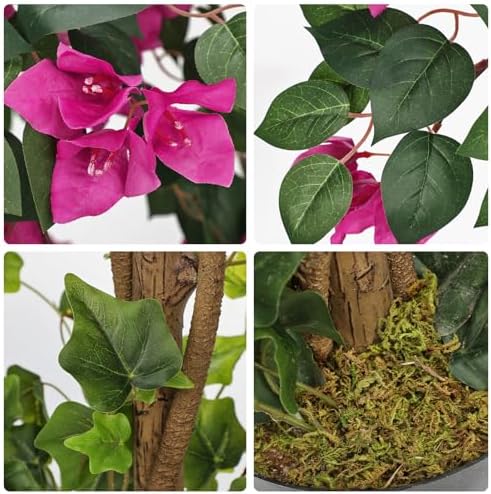 Briful 3.94FT Artificial Bougainvillea Tree in Pot – Faux Silk Bougainvillea Floral Tree Decorative Pink Fake Trees for Home Office Living Room Indoor Outdoor Décor - Image 3