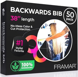 FRAMAR Backwards Bib Disposable Hair Cutting Capes Salon, Protects Clients by FRAMAR