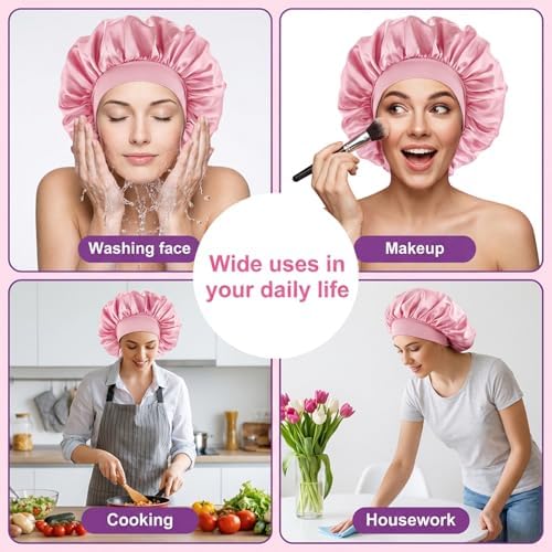 WLLHYF Silk Bonnet for Men, Satin Bonnet Elastic Band Silk Sleep Cap Soft Adjustable Hair Cap Hair Wrap for Women Sleeping - Image 6
