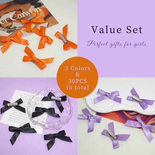 Halloween Bow Hair Clips 30pcs Bows for Hair Satin Mini Hair Bows Cute Bowknot Y2K Hair Accessories for Girls - Image 4