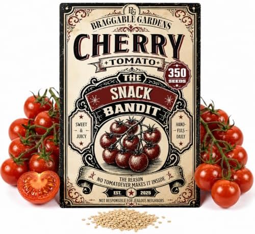 Cherry Tomato Seeds, Heirloom Tomato Seeds for Planting, Full Sun Vegetable Garden Seeds, Sweet Bite-Sized Red Tomatoes for Snacking, Salads, Home Garden and Outdoor Planting by BraggableGardens