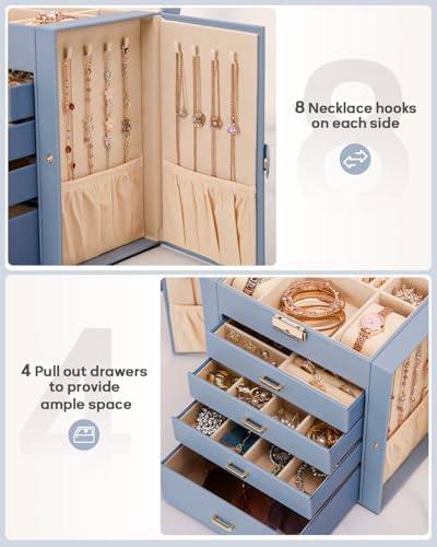Homde Large Jewelry Box for Women: 5-Layer Organizer with Lock for Dresser - Image 5