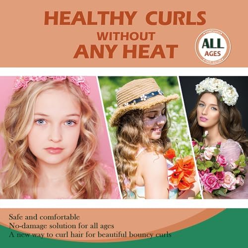 Heatless Curls Overnight Headband, 70'' No Heat Hair Curlers for Medium Long Hair, Green Orange - Image 4