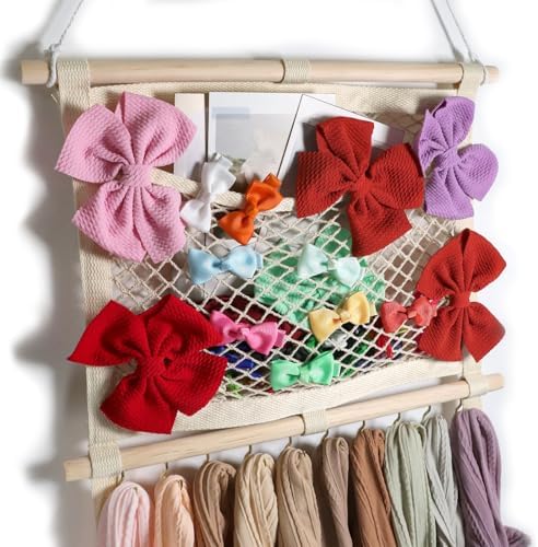 ALinmo Headband Holder Hair Bows Organizer for Baby Girls Large Capacity Bow Holder Hair Accessories Wall Hanging Organizer for Toddler Baby Girl Nursery Room Decor - Image 7
