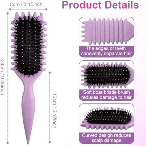Candy Brush,Curly Hair Brush,Curl Defining Brush,Shaping and Defining Curls for Women Hair Brush for Combing and Shaping,Reduce Pulling and Curl Separation For Defined Curls(Purple) - Image 2