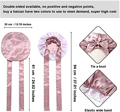 Lavender Silk Bonnet by Brand - Sleep Cap with Stretchy Tie Band for Curly Hair - Image 3