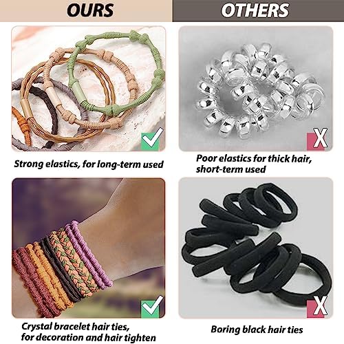 KANPRINCESS Boho Hair Ties For Girls, Bracelet Hair Ties For Women, Hair Tie Bracelet, Elastic Hair Bands For Ponytails, Ponytail Holder For Daily Life, Sport, Cooking, Working (20pcs) - Image 3