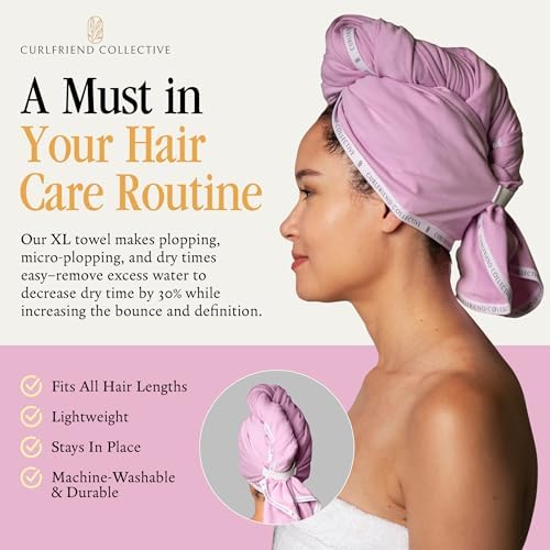 Curlfriend Collective Cotton Cloud T-Shirt Hair Towel Duo, Lilac Locks - Image 4