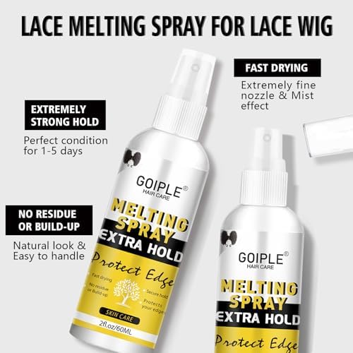 Lace Tint Mousse Wig Milk Spray for Synthetic Hair, Leave-in Conditioner Spray Conditioner ＆ Detangler Moisturizer, Wig Glue for Lace Front Wigs Strong Hold Hair Adhesive Wigs Accessory Essentials Kit - Image 4