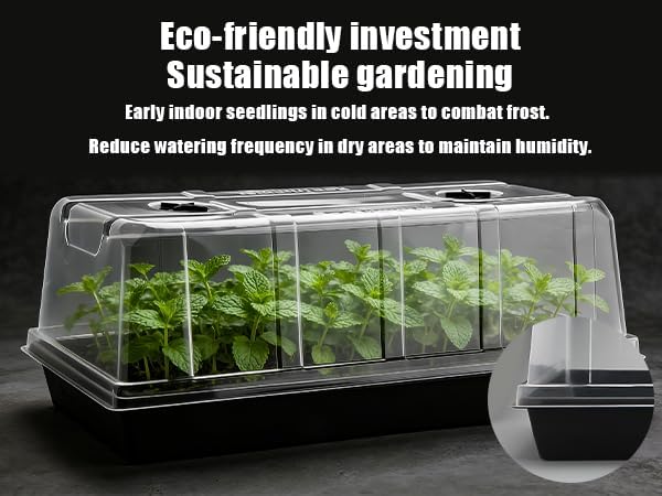 RooTrimmer 10 Pack 6.3" Tall Humidity Domes for 1020 Trays, Extra Strength Seed Starter Covers with 2 Adjustable Vents, Clear Plastic Propagation Cloning Lids for Germination & Microgreens, BPA-Free - Image 7