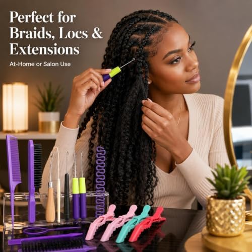 Nalexmi Crochet Hooks for Hair, 15-Piece Styling Kit for Braiding and Extensions - Image 7