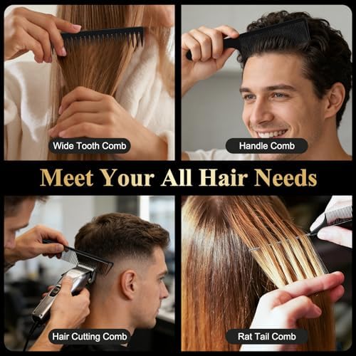 16 PCS Professional Barber Comb Set, Carbon Fiber Combs & Brush - Image 5
