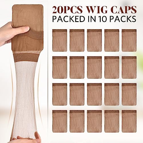 MORGLES HD Transparent Wig Caps 20 Pack Brown Ultra Thin for Women Men - Image 6