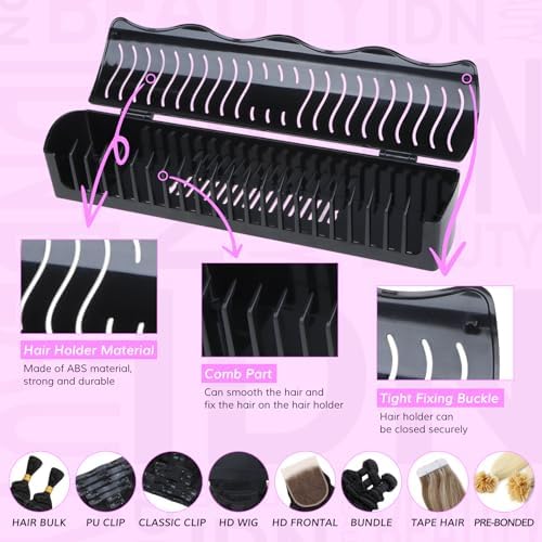 IDN BEAUTY Hair Extension Holder Stand for Styling, 4 Installation Modes With Tool, Hair Extension Holder Designed to Securely Hold Your Extensions for Washing, Styling, Packing and Storing (Black) - Image 3