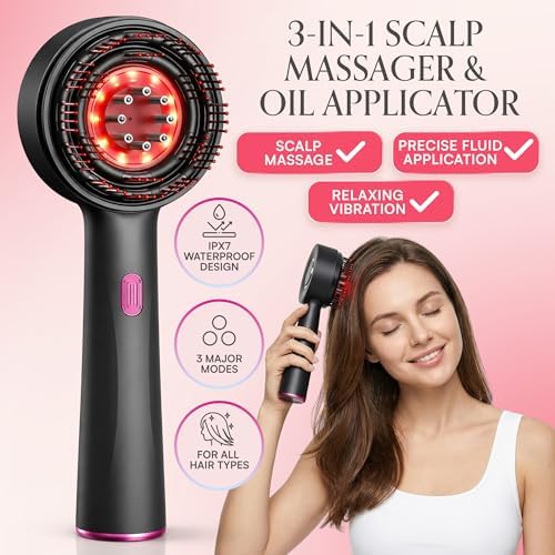 Satorix 3-in-1 Electric Scalp Massager – Cordless Head Massager & Hair Oil Applicator, with Easy-to-Clean Magnetic Oil Dispenser - Scalp Brush for Home & Travel, Women and Men - Image 2