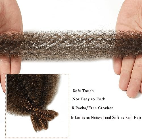 18 Inch Pre-Separated Springy Afro Twist Hair 8 Packs Pre-Fluffy Natural Curls are Perfect for Marley Crochet Hair Suitable for Black Women (1B/30, 18 Inch (Pack of 8)) - Image 3