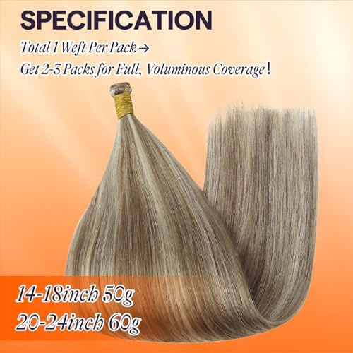Full Shine Genius Weft Hair Extensions Human Hair Add Length 22 Inch 60g - Image 4