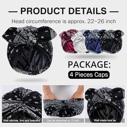 Ababalaya Satin Lined Beanies for Women Chemo Headwear Sleep Cap - Image 3
