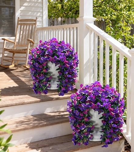 Faux Bougainvillea Artificial Flowers Plants for Outdoors Outside Decor, 2pcs Fake Flowers Silk Long Trailing Vines UV Resistant Realistic Faux Flowers for Front Door Porch Planter Balcony Yard, Mix - Image 3
