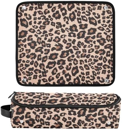 Leopard Print Brown Hair Tools Travel Bag with Heat Resistant Mat Detachable 2-in-1 Curling Iron Travel Case Hot Tools Organizer for Straightener Flat Iron - Image 3