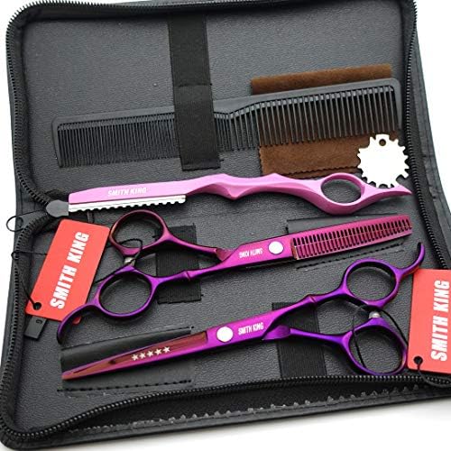 6.0 Inches Professional hair cutting thinning scissors set with razor (Violet) - Image 2