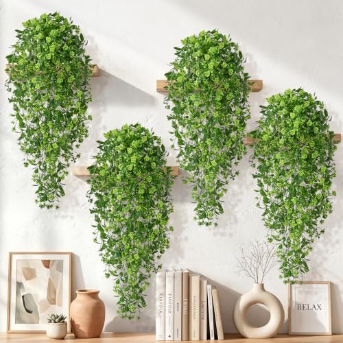4Pcs Fake Hanging Plants, 28" Artificial Plants Faux Green Eucalyptus Vines by Yastouay