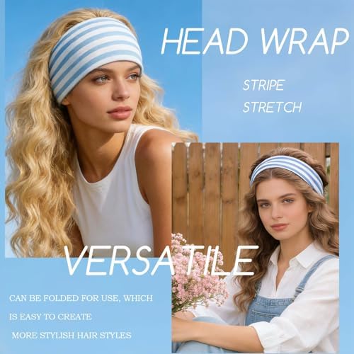Olbye Wide Boho Headbands Floral Stretch Head Wraps Turban Knotted Yoga Hairbands Workout Hair Accessories for Women 4Pcs (Casual, 9.4 * 5.9'') - Image 7