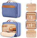 COOSKY Travel Hanging Toiletry Bag for Women, Cruise Ship Essentials, with Jewelry Organizer, Extra Large Makeup Dopp Kit, Waterproof Cosmetic Bags, Toiletries Kit Set with Trolley Belt, Blue by COOSKY