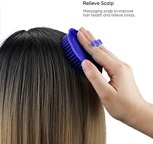 Segbeauty Palm Brush Hair, 4Pcs Scalp Massage Shampoo Brushes, Hair Brushes Men Beard Comb, Shampoo Deep Cleaning Scalp Scrubber for Washing Hair Pet Shower Grooming Travel Salon Barber Stylist Blue - Image 2