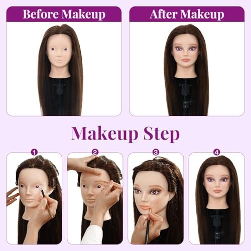 28" Mannequin Head with 80% Human Hair for Hair Styling Makeup Practice#4 - Image 4