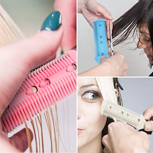 Maitys 3 Pcs Razor Combs for Hair Cutting with 10 Blades, White, Pink, Blue - Image 5