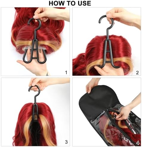 Hair Extension Holder 3Pcs Wig Storage Bags with Hanger, Wig Holder Wig Storage for Multiple Wigs, Breathable Dust-proof Extra Long Wig Bags for Hair Extensions & Accessories (Hot Pink) - Image 6