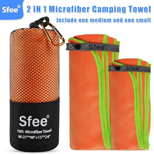 Sfee 2 Pack Microfiber Travel Towel, Quick Dry Towel Camping Towel Super Absorbent Compact Lightweight Sports Swim Gym Towel Beach Towels Set for Gym, Hiking, Pool, Backpacking, Bath, Yoga - Image 5