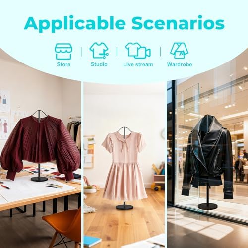 Shirt Display Stand Mannequin Torso 18-33" Adjustable Black,4 Pack - Image 5