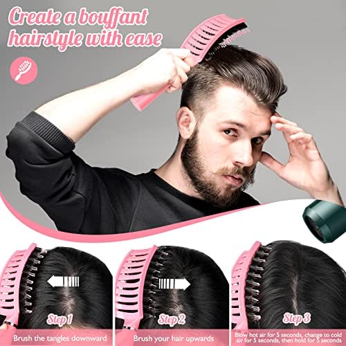 URTHEONE Hair Brush,Detangling Hairbrush Boar Bristle Curved Vented Hair Brush for Women Men Kids Curly Thick Long Short Wet or Dry Hair, Faster Blow Drying(2Pack Pink) - Image 5