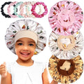 3pcs Satin Bonnets for Kids Sleeping, Cute Hair Bonnet with Scrunchies for Girls Curly Hair, B by Heniho